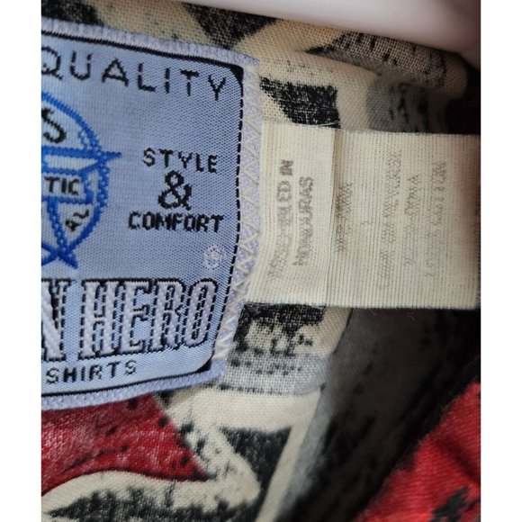 Vintage American Hero Short Sleeve Aztec Southwestern Pearl Snap Shirt Size L - Picture 4 of 12